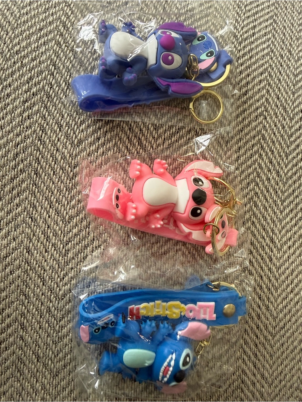 Purple and Pink Kids Cartoon Keychain Toy Set